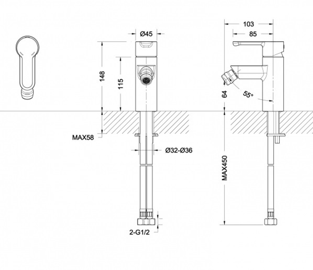 Смеситель для биде Bravat Stream