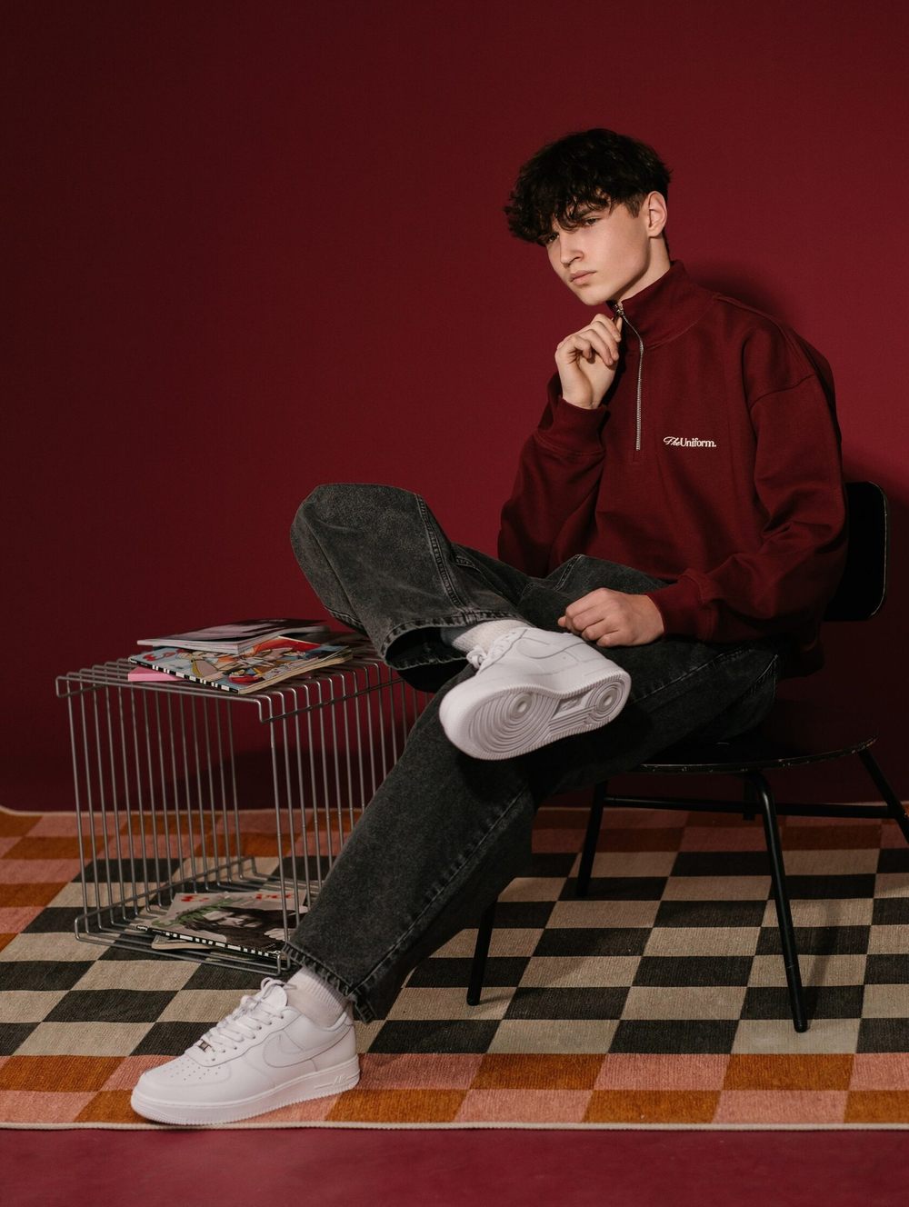 Cвитшот UNIFORM Half-zip Heavy Classic, Бордовый