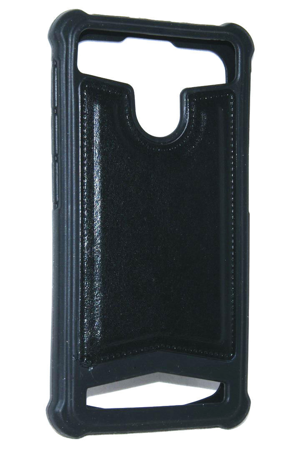 Чехол универсальный TPU + кожа 5.5"-5.7" (черный)