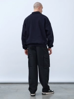 Свитшот с воротником на молнии с начесом (темно-синий)