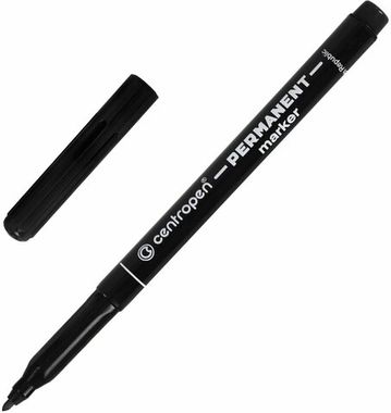 Маркер перманентный (Centropen) 2536, черный, 1.0мм, круглый, черный, набор из 2 шт.
