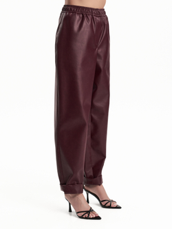 Брюки экокожа в бордовом цвете