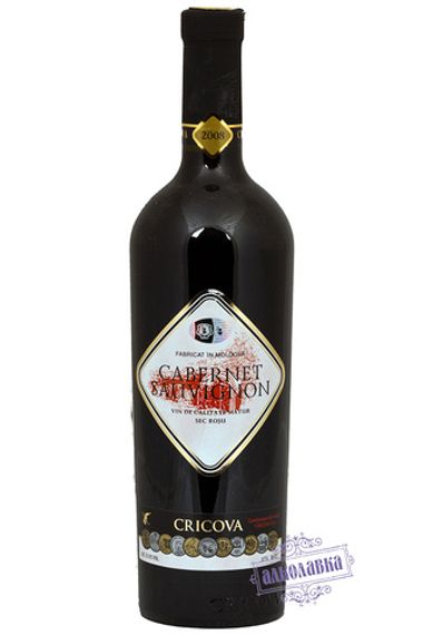Крикова. Вино красное сухое марочное Каберне-Совиньон. 0,75 Л