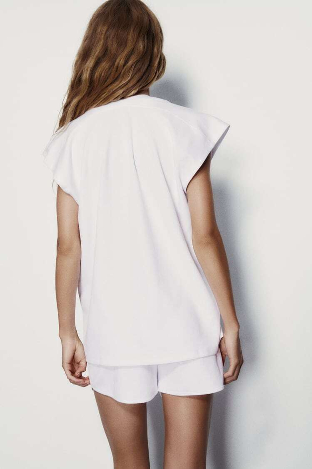 ZARA ФУТБОЛКА ИЗ ПЛОТНОГО ХЛОПКА, БЕЛЫЙ