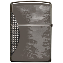 Зажигалка Zippo Armor Wolf  с покрытием High Polish Black Ice, чёрная, 38x13x57 мм
