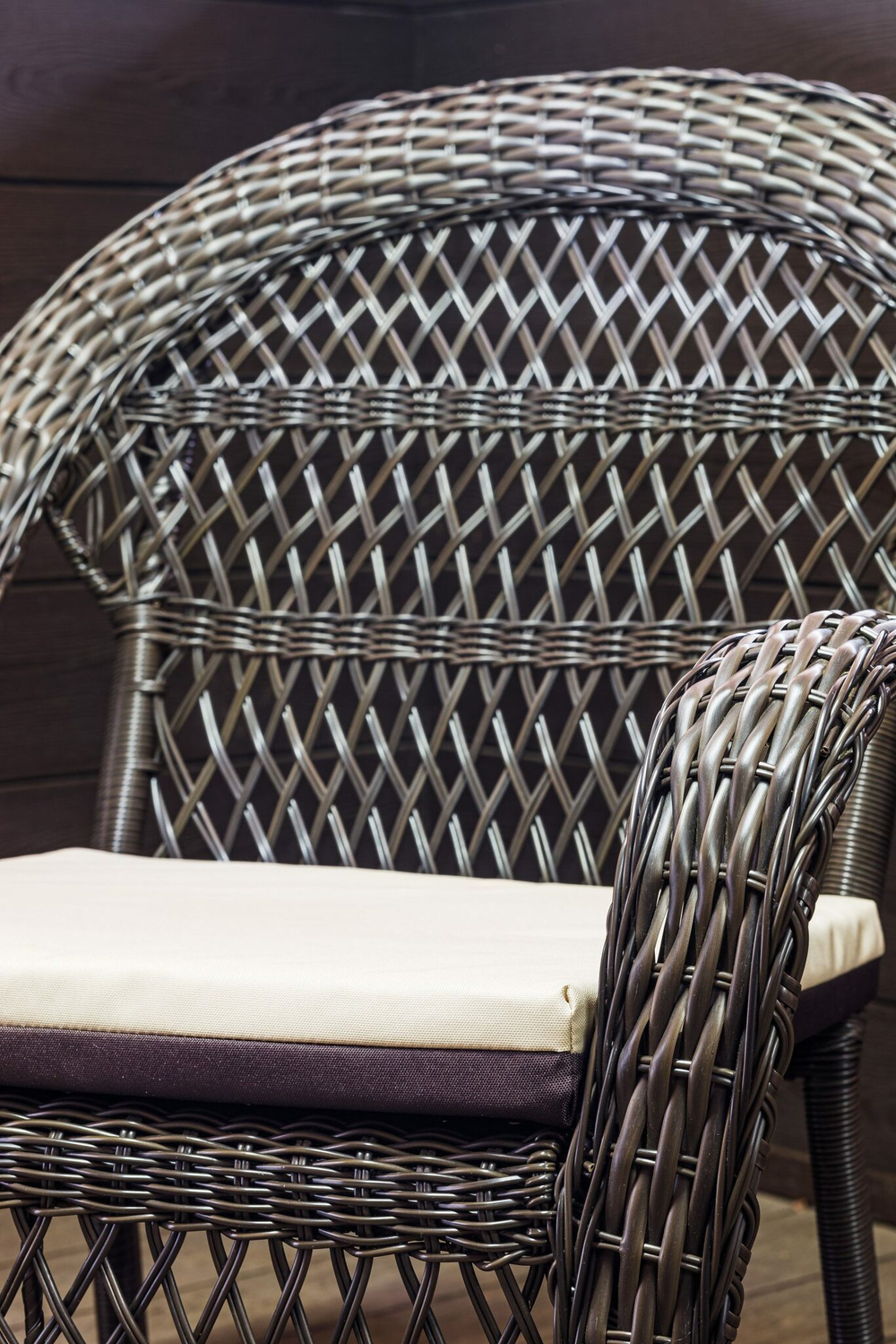 Кресло из искусственного ротанга МЭДИСОН НЬЮ «MEDISON NEW» арт.A6348 dark brown с подушками на сидение