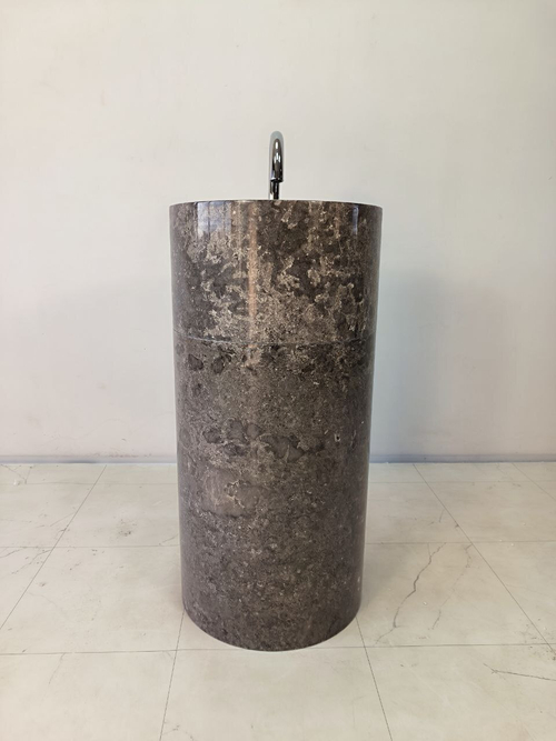 Раковина напольная из мрамора Silinder Grey MN-65950 45х45х90 из натурального камня