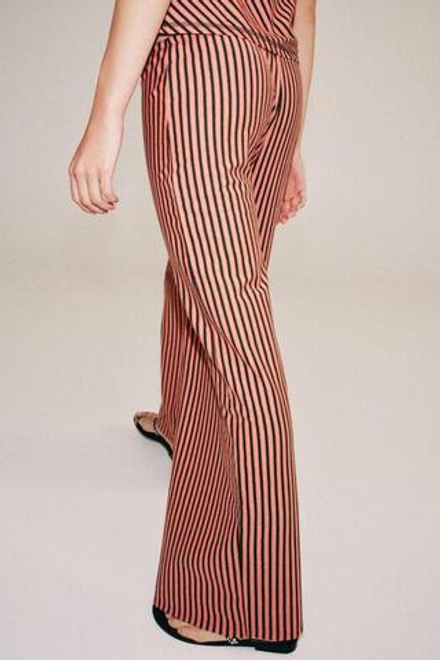 ZARA БРЮКИ В ПОЛОСКУ ИЗ СМЕСОВОГО ЛЬНА, С ПРИНТОМ