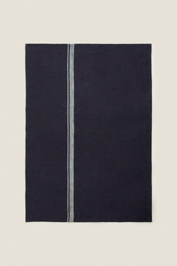 ZARA HOME ПОЛОСАТОЕ ЛЬНЯНОЕ ПОЛОТЕНЦЕ, СИНИЙ
