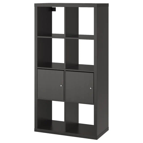 Стеллаж 8 ячеек с дверцами - IKEA KALLAX, 77х147 см, черный, КАЛЛАКС ИКЕА