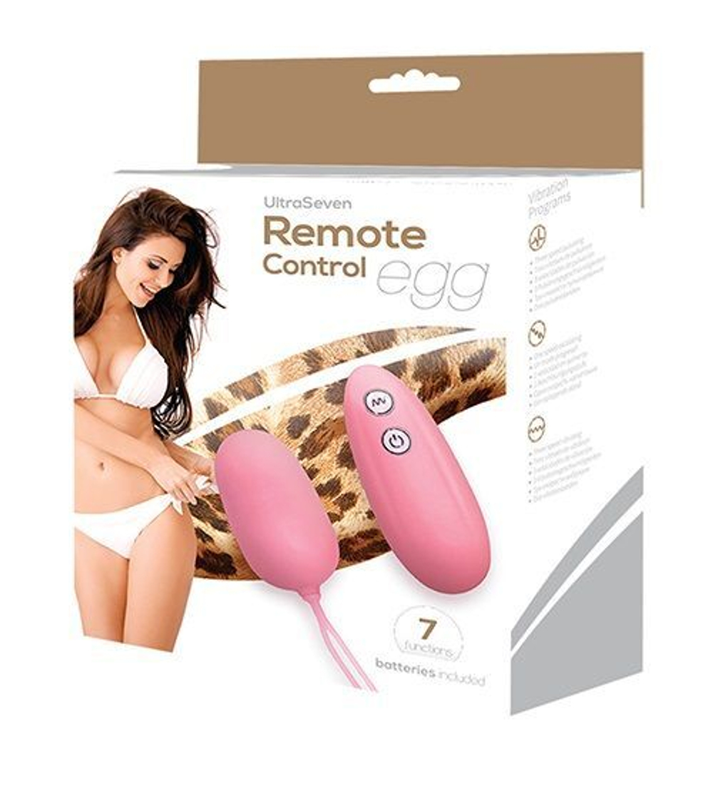 Розовое виброяйцо с пультом дистанционного управления ULTRA SEVEN REMOTE CONTROL EGG (Цвет: розовый)