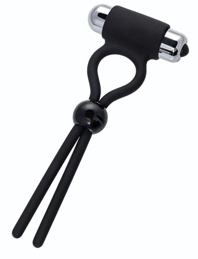 Черное эрекционное лассо Ect с виброэлементом (Цвет: черный)