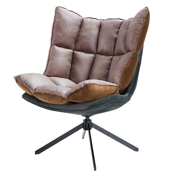 Кресло Husk с низкой спинкой, коричневое с серым