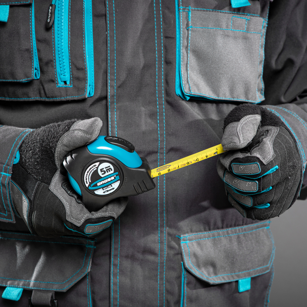 Рулетка "Schlagfest",5 м x 19 мм,магнитный обрезиненный зацеп,двусторонняя шкала,Нейлоновое покрытие,автоматическая фиксация Gross