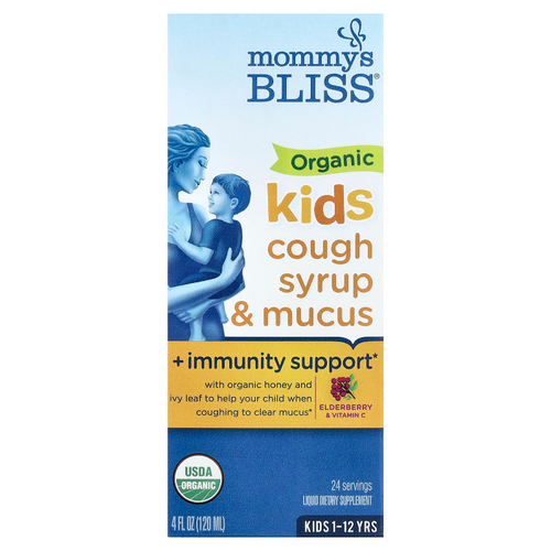 Mommy's Bliss, органический сироп от кашля, для выведения мокроты и укрепления иммунитета, для детей от 1 до 12 лет, с бузиной, 120 мл (4 жидк. унции)