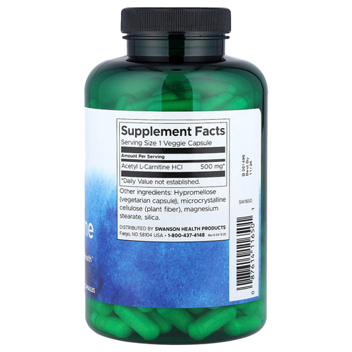 Swanson Vitamins, Ацетил L-карнитин, 500 мг, 240 растительных капсул