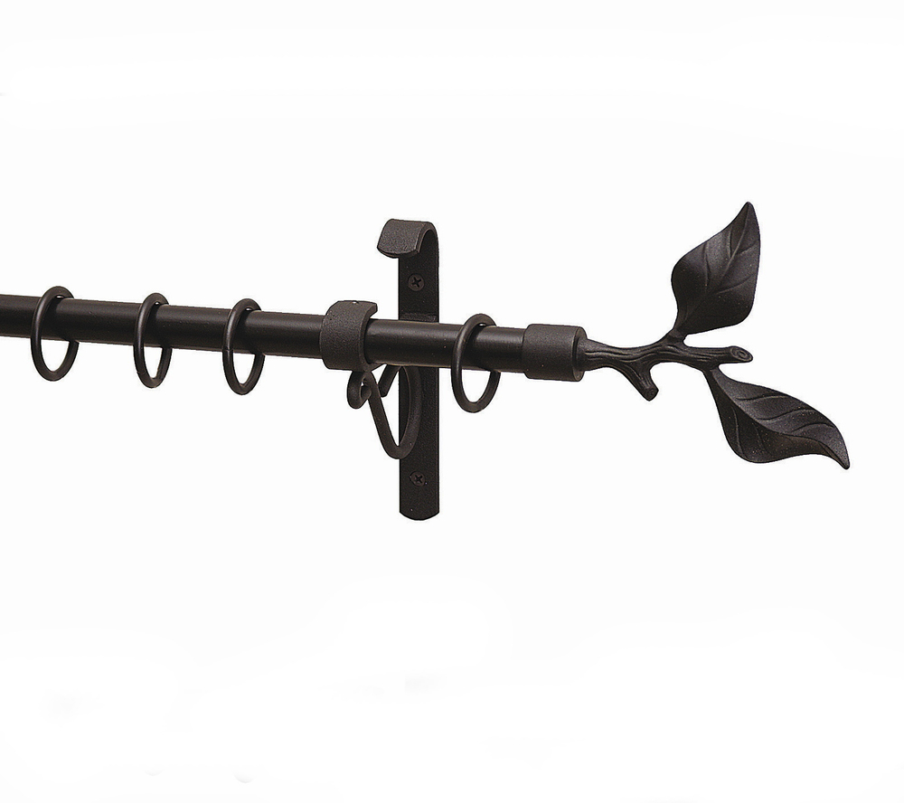 Карниз кованый "Готика Бук" однорядный d20 мм с кольцами Ост, цвет черный