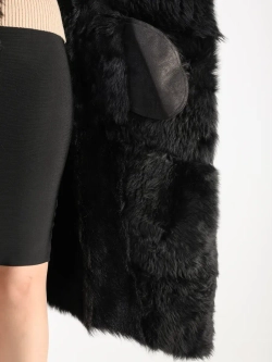 Дубленка зимняя натуральная с капюшоном длинная и теплая