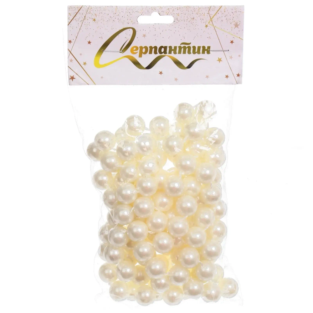 Бусы на ёлку 2,0 м «Жемчуг» d-14 мм, Белый