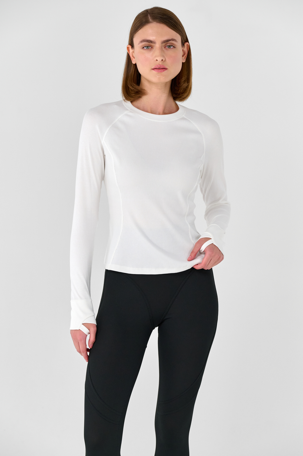 Лонгслив приталенный с рельефом