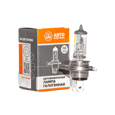 Автолампа галогенная H4, 24 В, 75/70 Вт, P43t