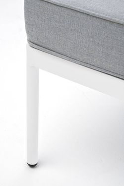 "Канны" угловой модуль плетеный из роупа, каркас алюминий белый шагрень, роуп светло-серый круглый, ткань светло-серая