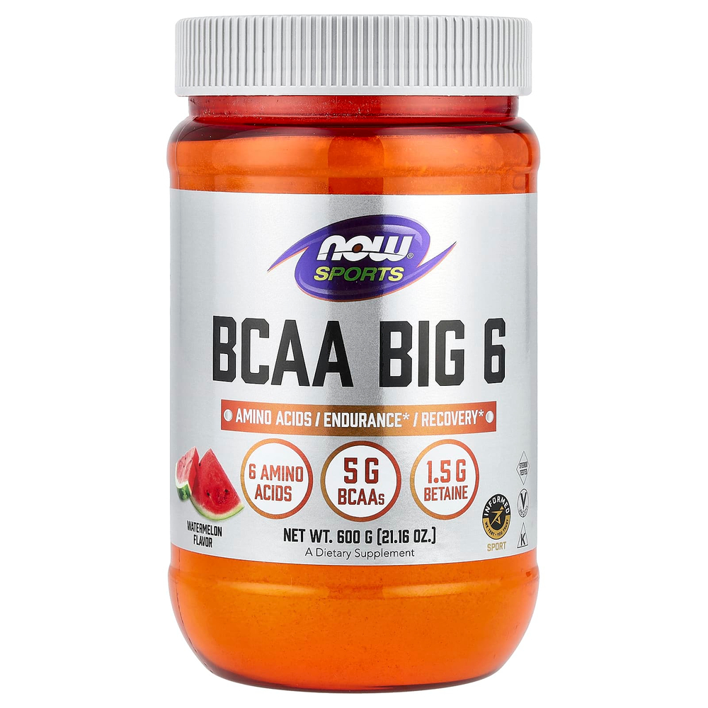 NOW Foods, Sports, BCAA Big 6, арбуз, 600 г (21,16 унции)