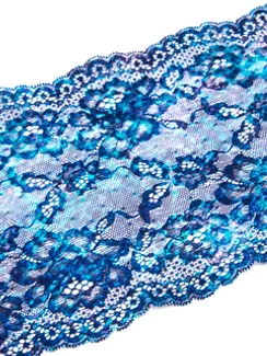 03-198 Кружево эластичное 18 см, морской бриз, синий/голубой