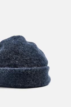 ZARA ШАПКА ИЗ СМЕСОВОЙ ШЕРСТИ АЛЬПАКА, ВЫЦВЕТШИЙ СИНИЙ