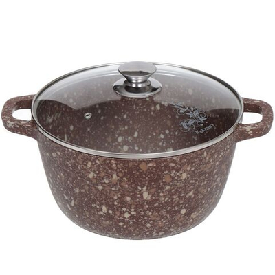 Кастрюля алюминий, антиприг, 4.5 л, с крыш, Kukmara, Elite stone, к41ес