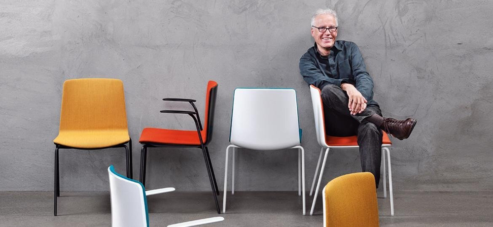 Стул с мягким сиденьем Pedrali Noa, белый, синий