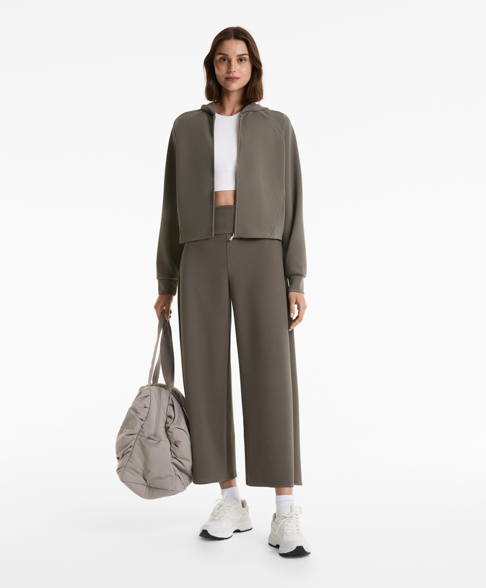 OYSHO Брюки широкого кроя в рубчик, угольный