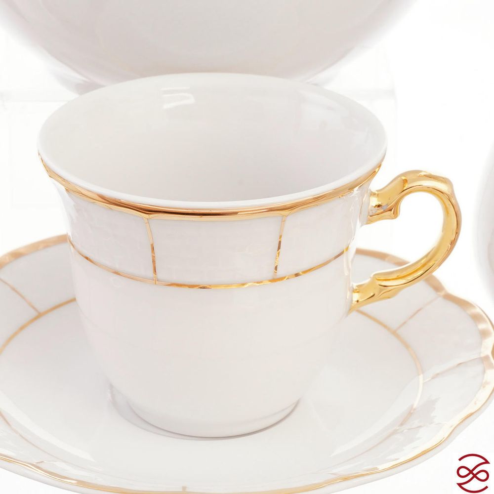 Кофейный сервиз Thun Менуэт Обводка золото 6 персон 17 предметов