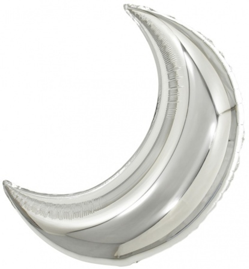 Шар фигура фольга 71см Полумесяц Серебро