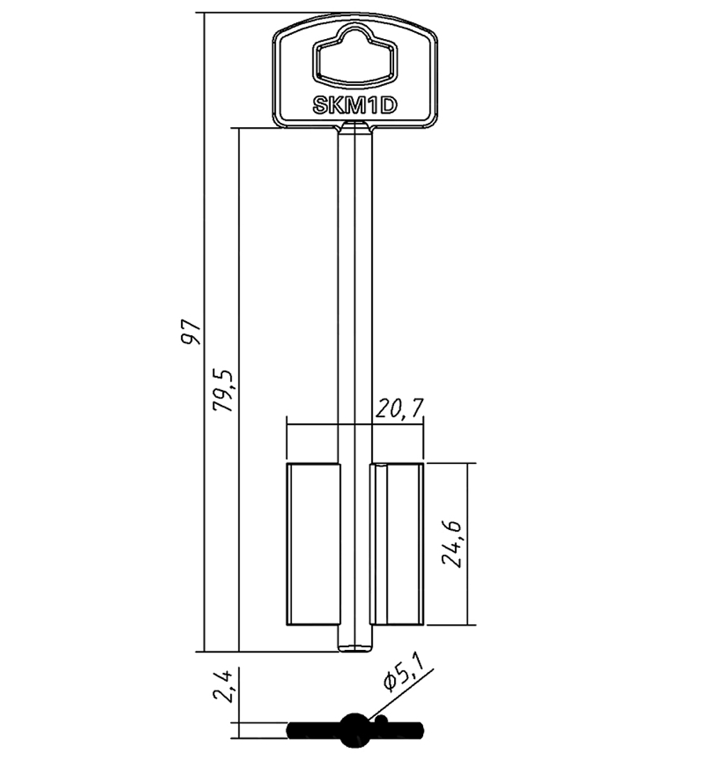 Заготовка сувальдного ключа 12794 SKM1D ск2