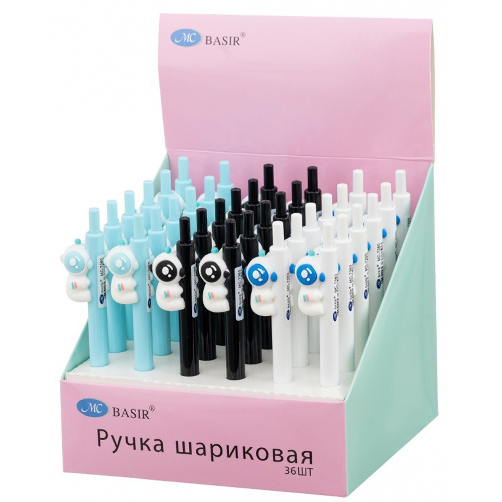 Ручка шариковая, автоматическая, Basir, синие чернила, серия "КОСМОНАВТ", с фигуркой на корпусе, 36 шт