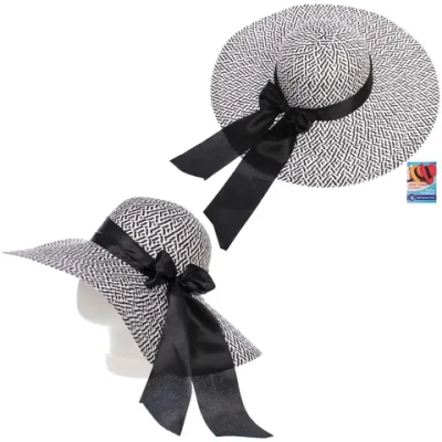 Шляпа женская с широкими полями «TiraMiSu- Шантика», черный, р58, ширина полей 11см