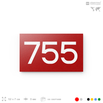 Номер на дверь 755, табличка на дверь для офиса, квартиры, кабинета, аудитории, склада, красная 120х70 мм, Айдентика Технолоджи