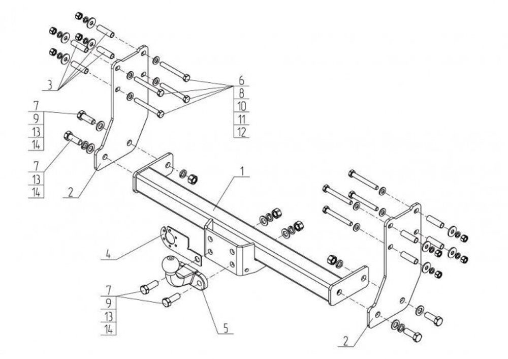 Фаркоп для Ford Transit 2000-2014, шасси (без электрики) (паспорт и сертификат) AvtoS.FD34