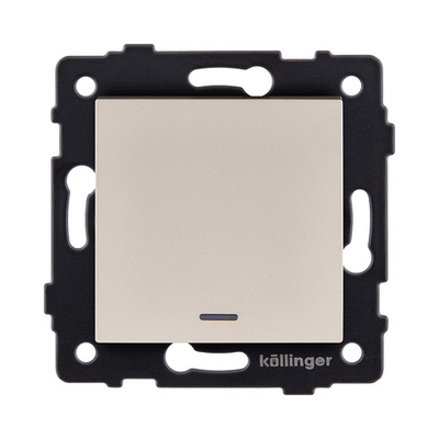 Выключатель кнопочный 1-клавишный 10А/250В с LED подсветкой, золотой Kollinger REA-S-013GD для Aspekt, Eleganz, Reflex