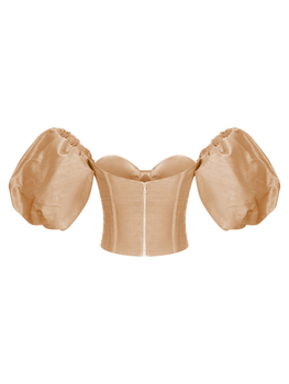 Шелковый топ с объемными рукавами