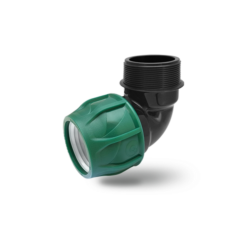 Отвод ПЭ с наруж. труб. резьбой 40х1 1/4" (обж.) POELSAN GREEN