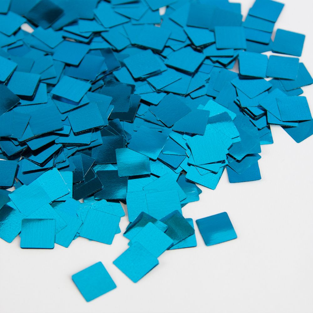 Конфетти фольга Квадрат, Голубой, Металлик, 1 см, 50 г.