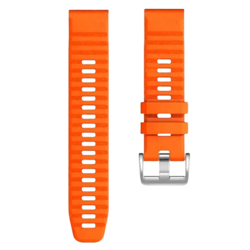 Ремешок QuickFit 22 мм. для Garmin силиконовый серебристая пряжка (Оранжевый)