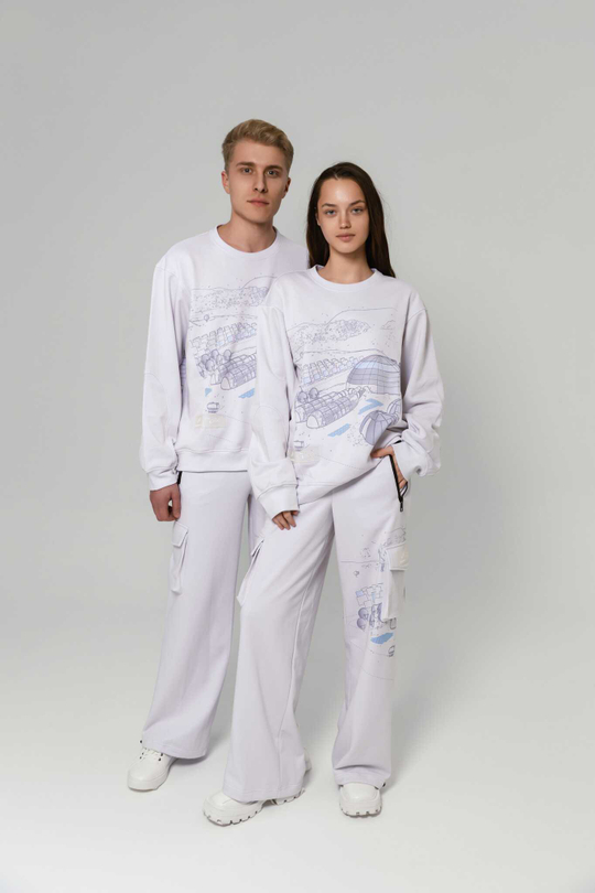 Спортивные брюки карго с принтом, цвет светло-серый