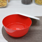 Миска 1л с крышкой "Bergamo" с декором (красный)