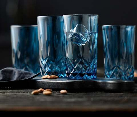 Набор 4 стакана lyngbyglas, sorrento, 4 шт., стекло, синий · арт. fabr 31488