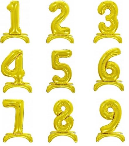 Цифры "Золотые с воздухом" 80 см на подставке