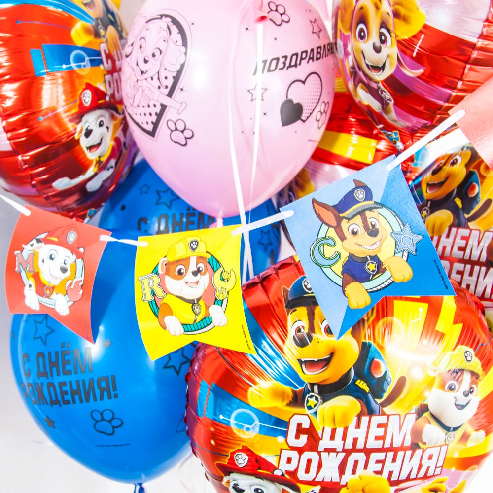 Шар (12''/30 см) Щенячий Патруль, Поздравляем!, Ассорти, пастель, 4 ст, 25 шт.