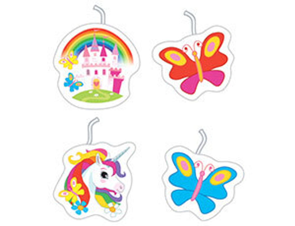 РАСПРОДАЖА Свечи д/торта Единорог Радужный 4шт/A